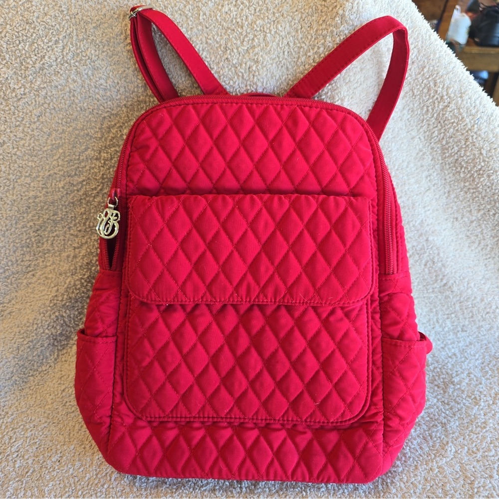 Vera Bradley Red Quilted Fabric Small Backpack Vibrant Red